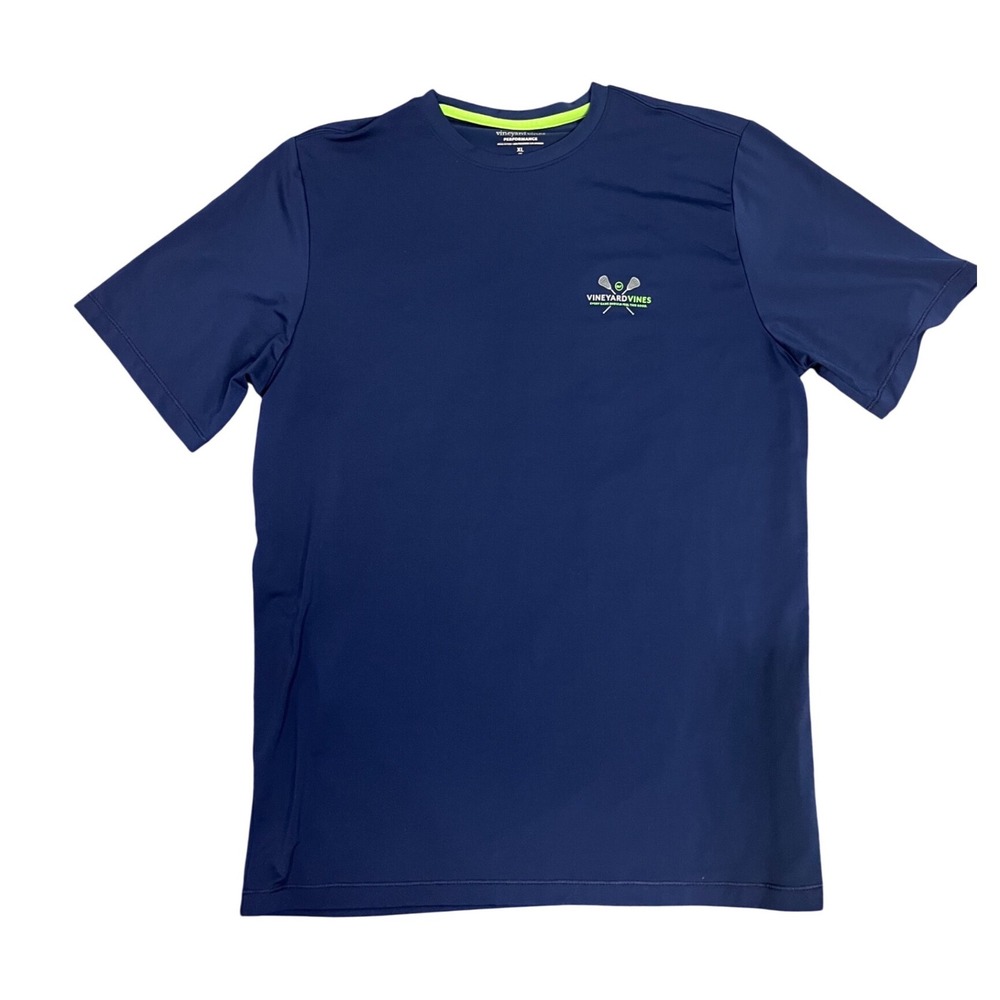 Vineyard Vines Kids XL 18 Performance‎ Lacrosse Tee Navy Blue Short Sleeve Shirt